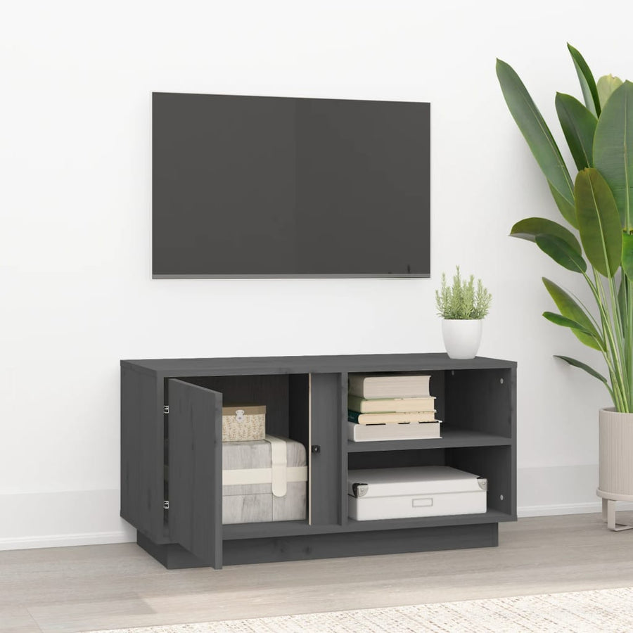 Tv-Meubel 80X35X40,5 Cm Massief Grenenhout Grijs