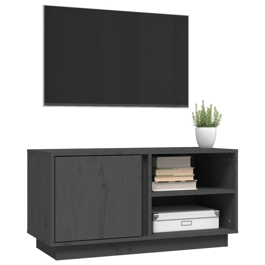 Tv-Meubel 80X35X40,5 Cm Massief Grenenhout Grijs