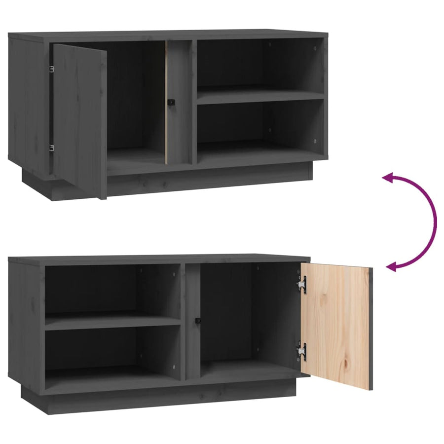 Tv-Meubel 80X35X40,5 Cm Massief Grenenhout Grijs