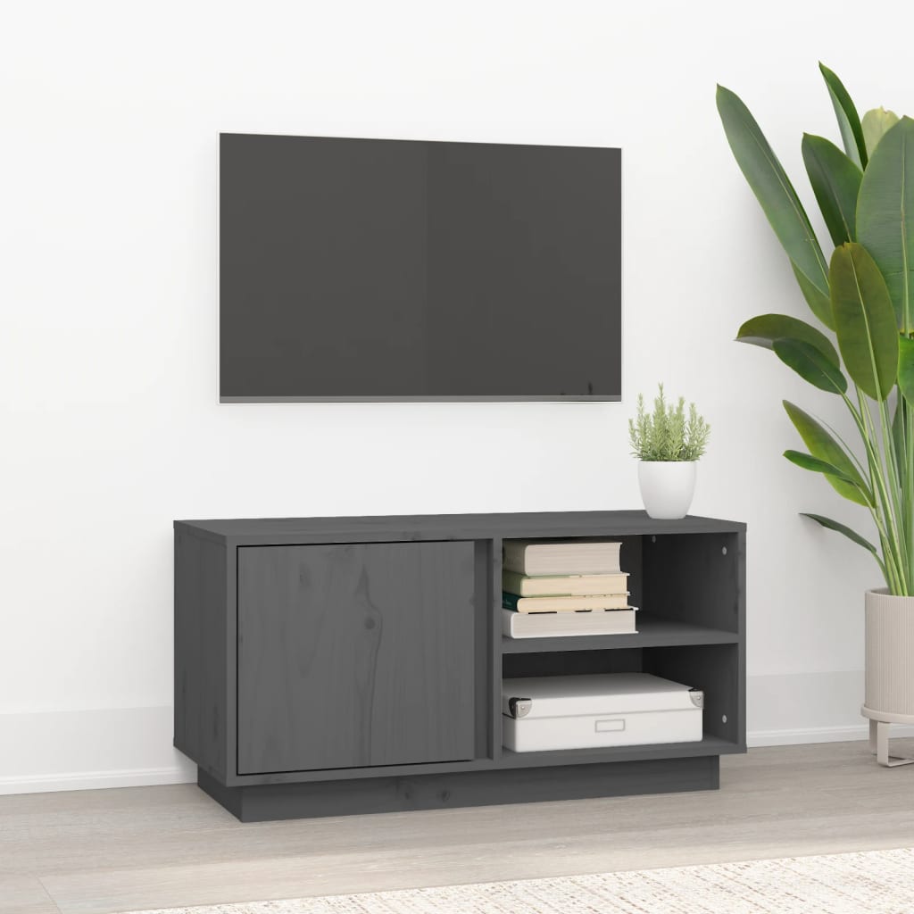 Tv-Meubel 80X35X40,5 Cm Massief Grenenhout Grijs