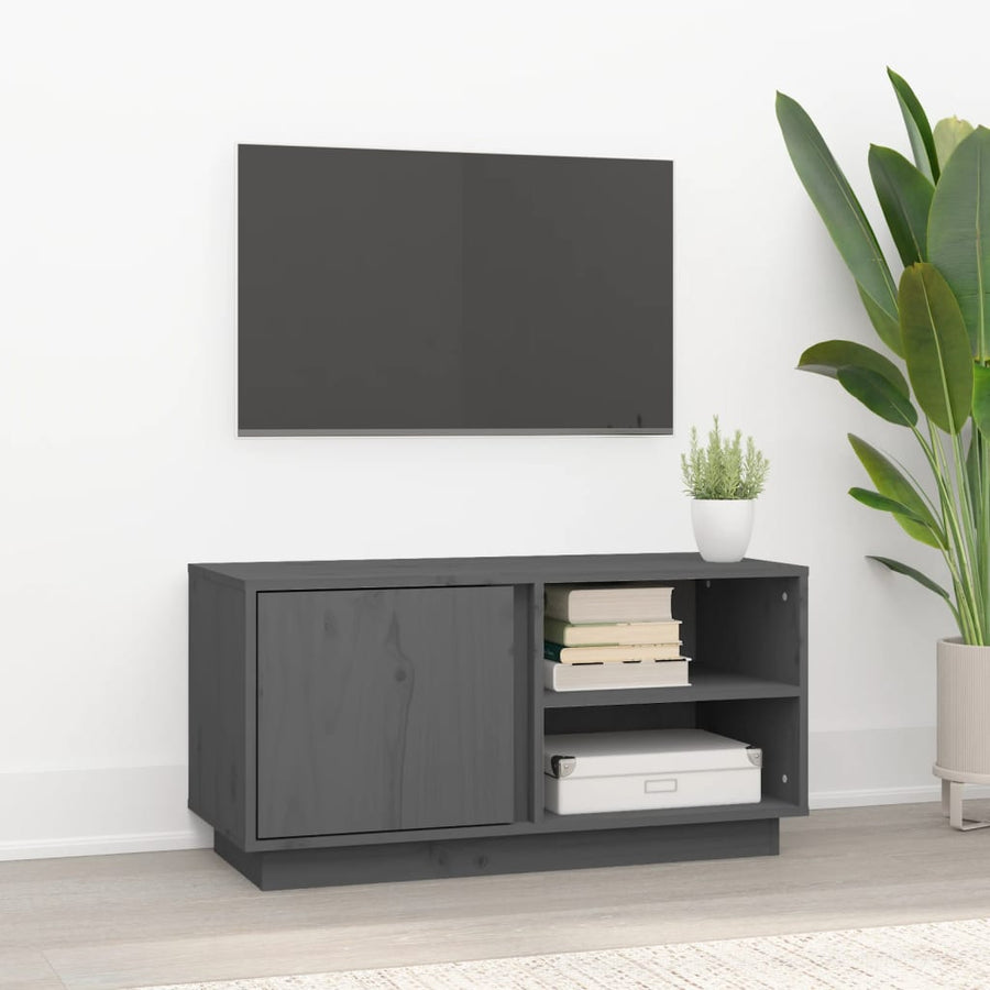 Tv-Meubel 80X35X40,5 Cm Massief Grenenhout Grijs