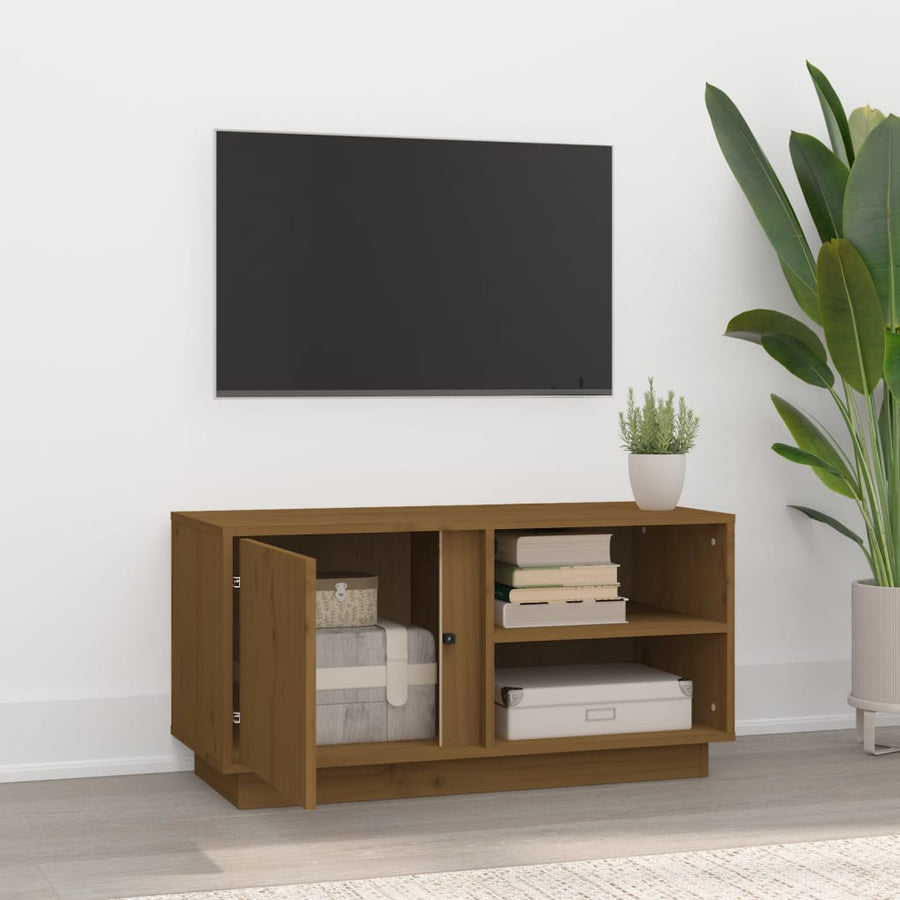 Tv-Meubel 80X35X40,5 Cm Massief Grenenhout Honingbruin