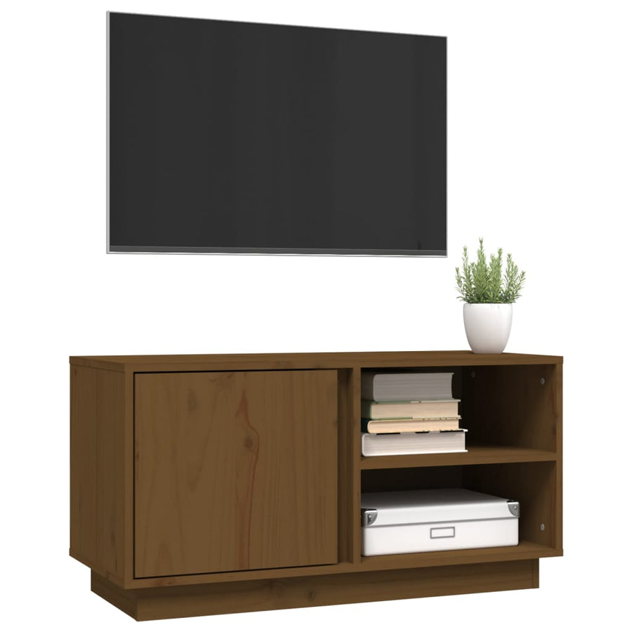 Tv-Meubel 80X35X40,5 Cm Massief Grenenhout Honingbruin