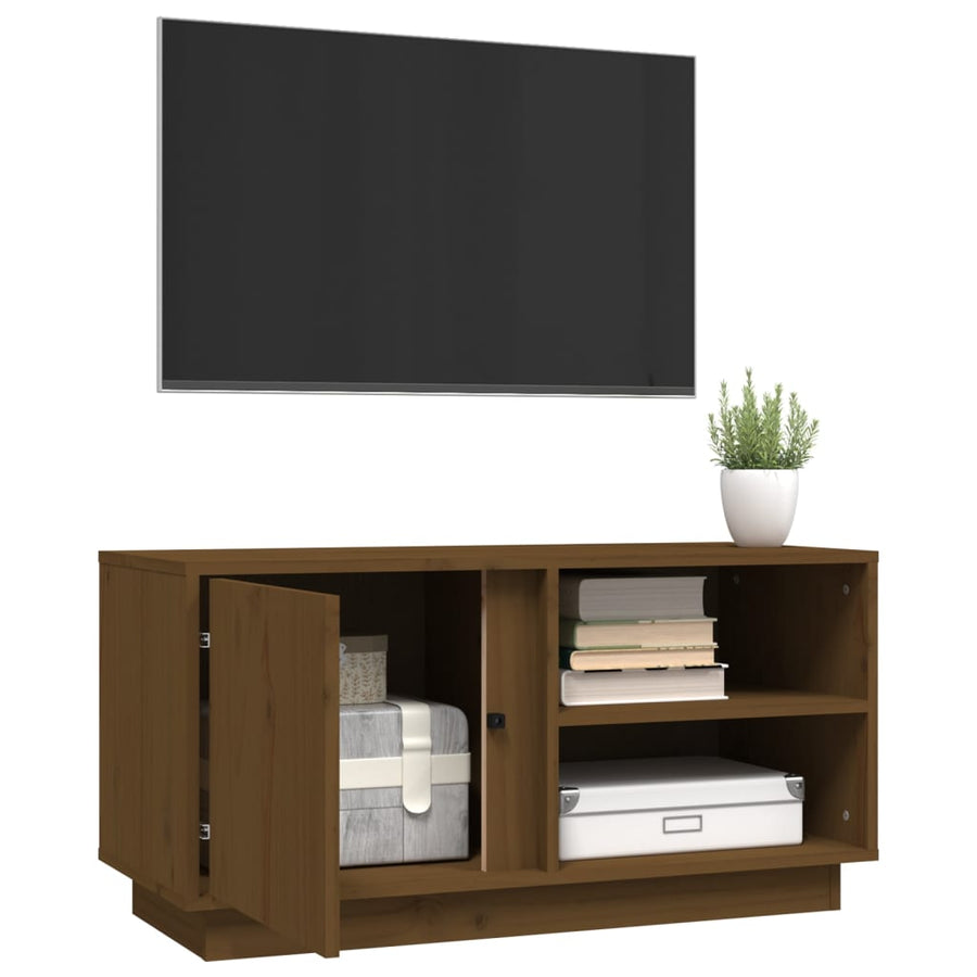 Tv-Meubel 80X35X40,5 Cm Massief Grenenhout Honingbruin