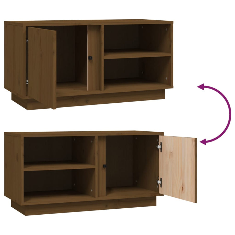 Tv-Meubel 80X35X40,5 Cm Massief Grenenhout Honingbruin