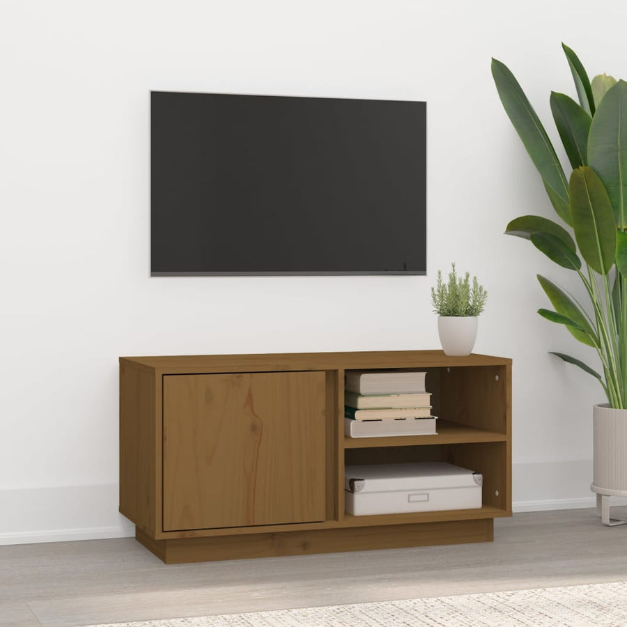 Tv-Meubel 80X35X40,5 Cm Massief Grenenhout Honingbruin