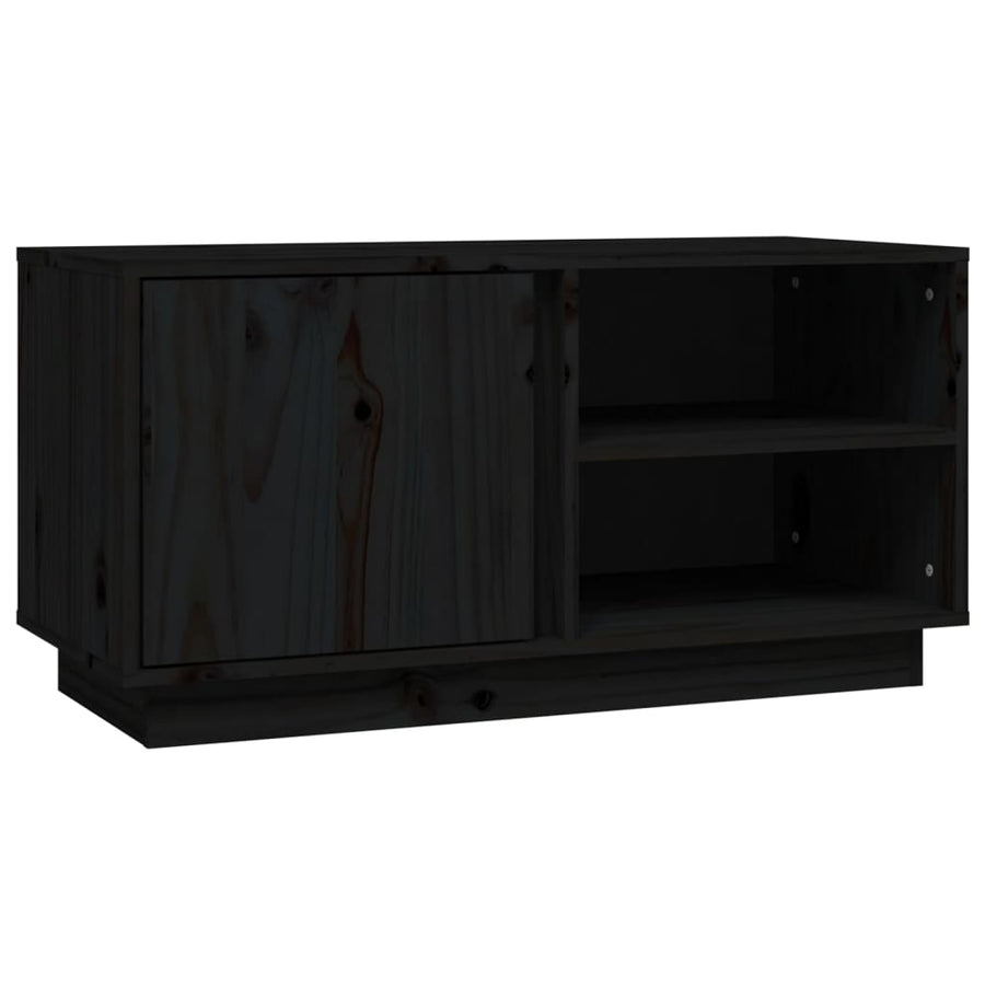 Tv-Meubel 80X35X40,5 Cm Massief Grenenhout Zwart