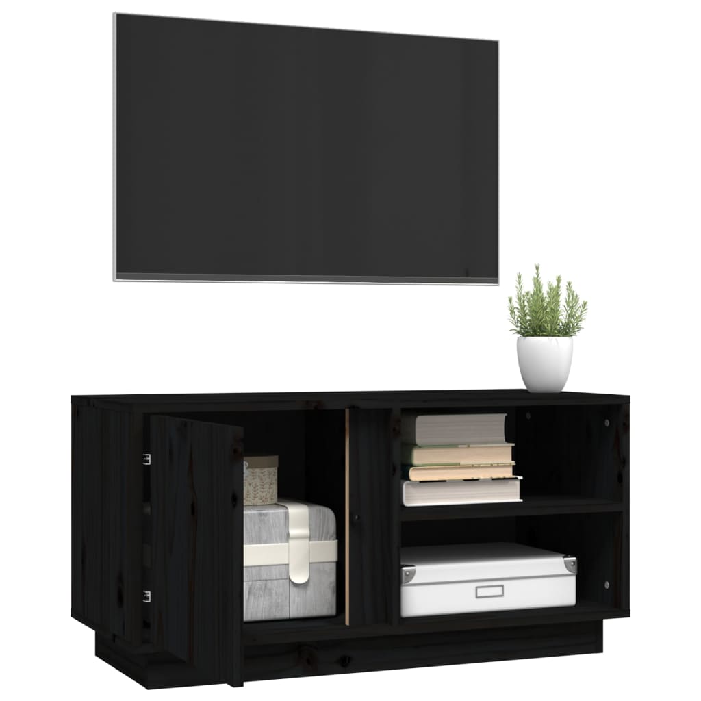 Tv-Meubel 80X35X40,5 Cm Massief Grenenhout Zwart