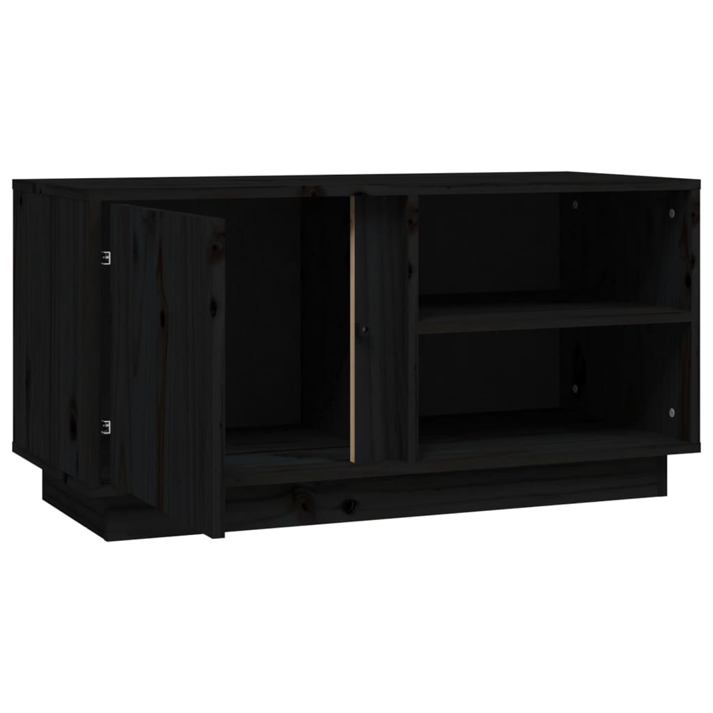 Tv-Meubel 80X35X40,5 Cm Massief Grenenhout Zwart
