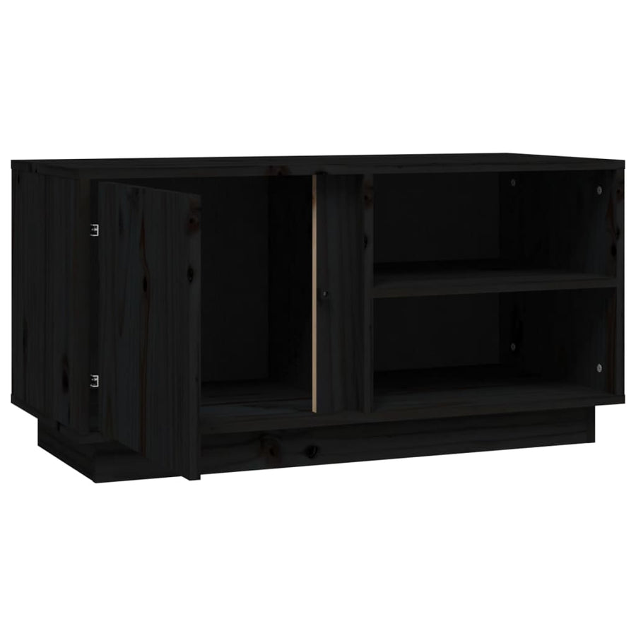 Tv-Meubel 80X35X40,5 Cm Massief Grenenhout Zwart