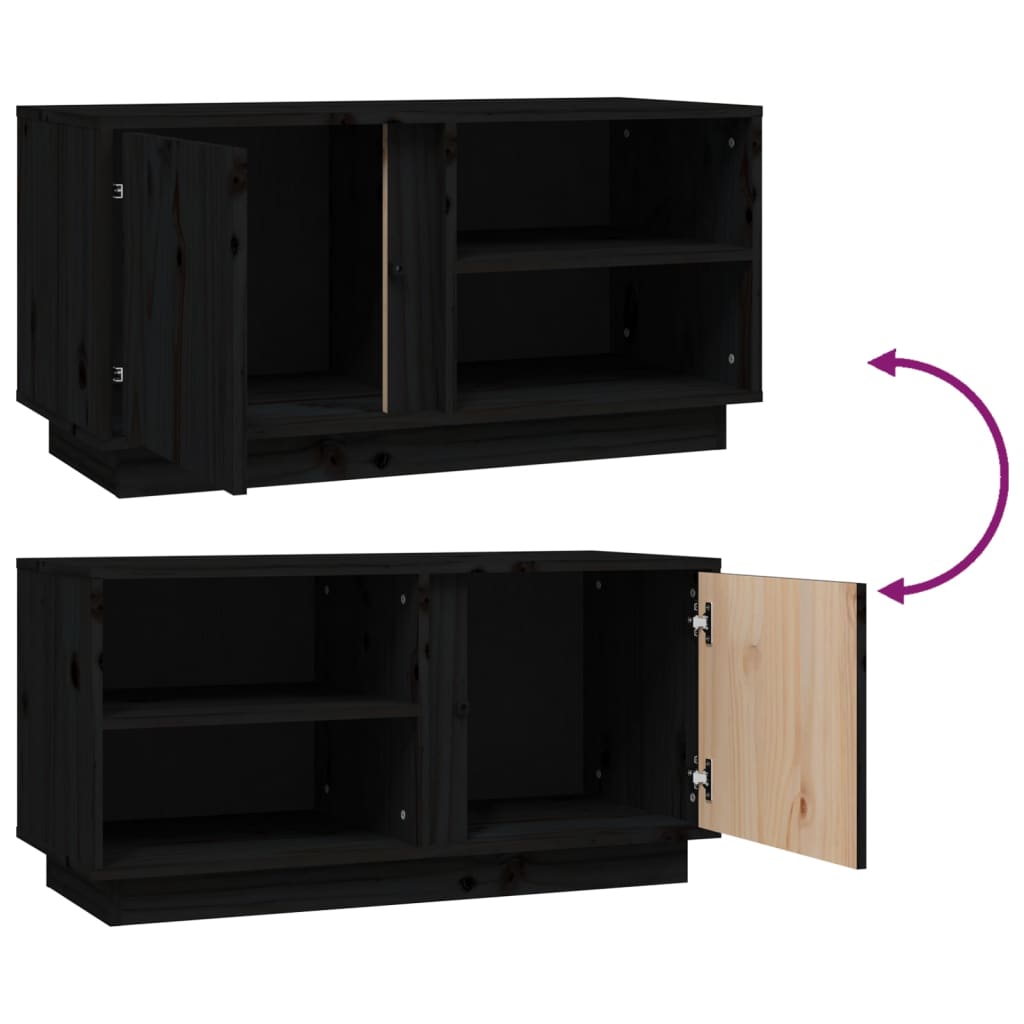 Tv-Meubel 80X35X40,5 Cm Massief Grenenhout Zwart