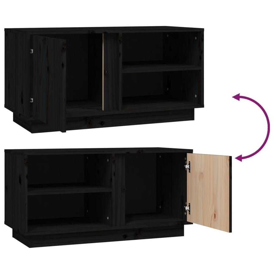 Tv-Meubel 80X35X40,5 Cm Massief Grenenhout Zwart