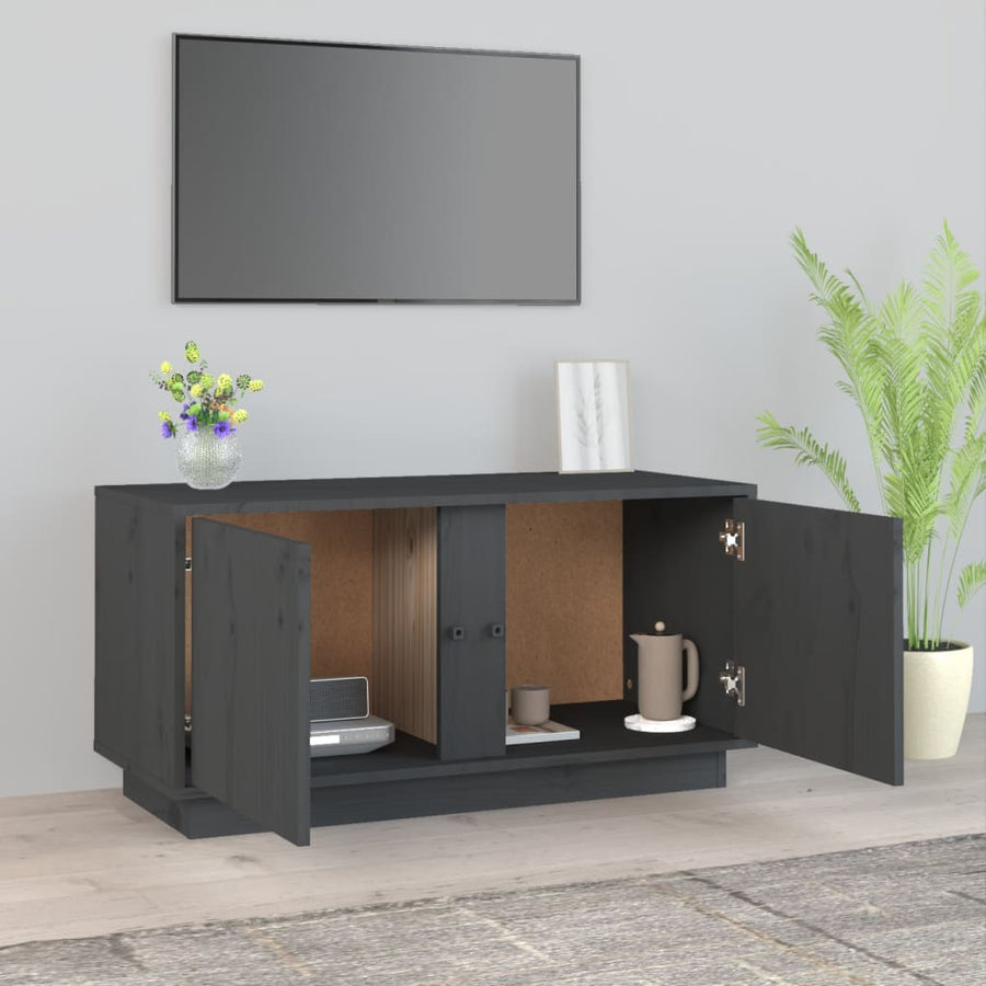 Tv-Meubel 80X35X40,5 Cm Massief Grenenhout Grijs