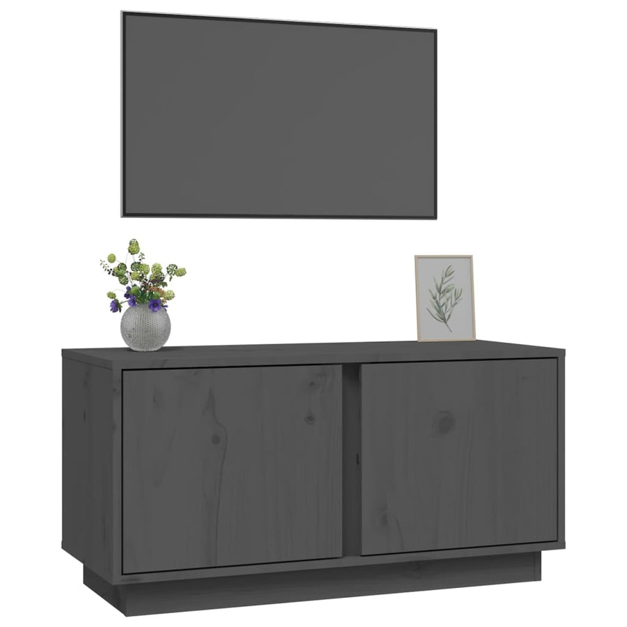 Tv-Meubel 80X35X40,5 Cm Massief Grenenhout Grijs
