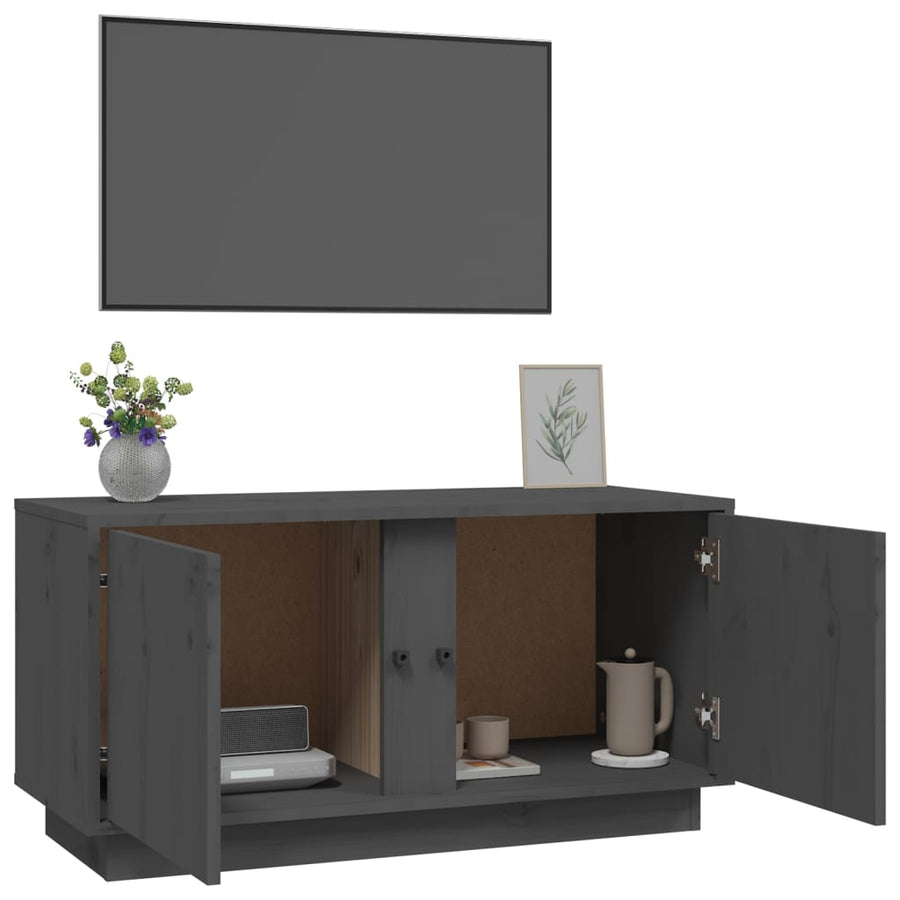 Tv-Meubel 80X35X40,5 Cm Massief Grenenhout Grijs