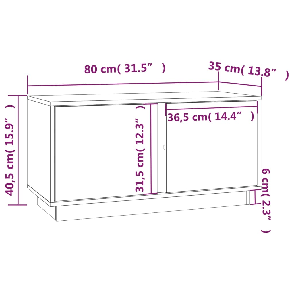 Tv-Meubel 80X35X40,5 Cm Massief Grenenhout Grijs