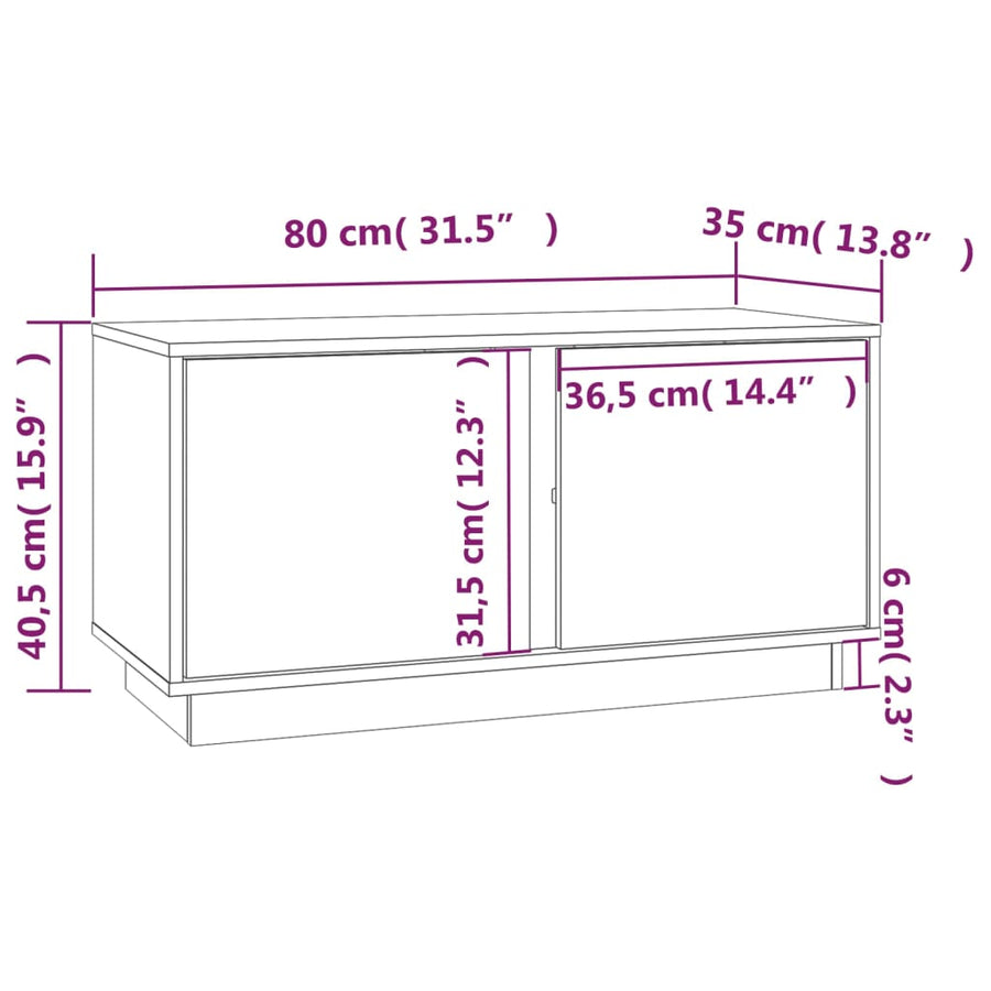 Tv-Meubel 80X35X40,5 Cm Massief Grenenhout Grijs