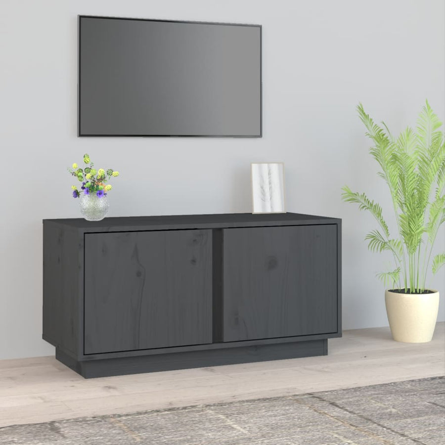 Tv-Meubel 80X35X40,5 Cm Massief Grenenhout Grijs