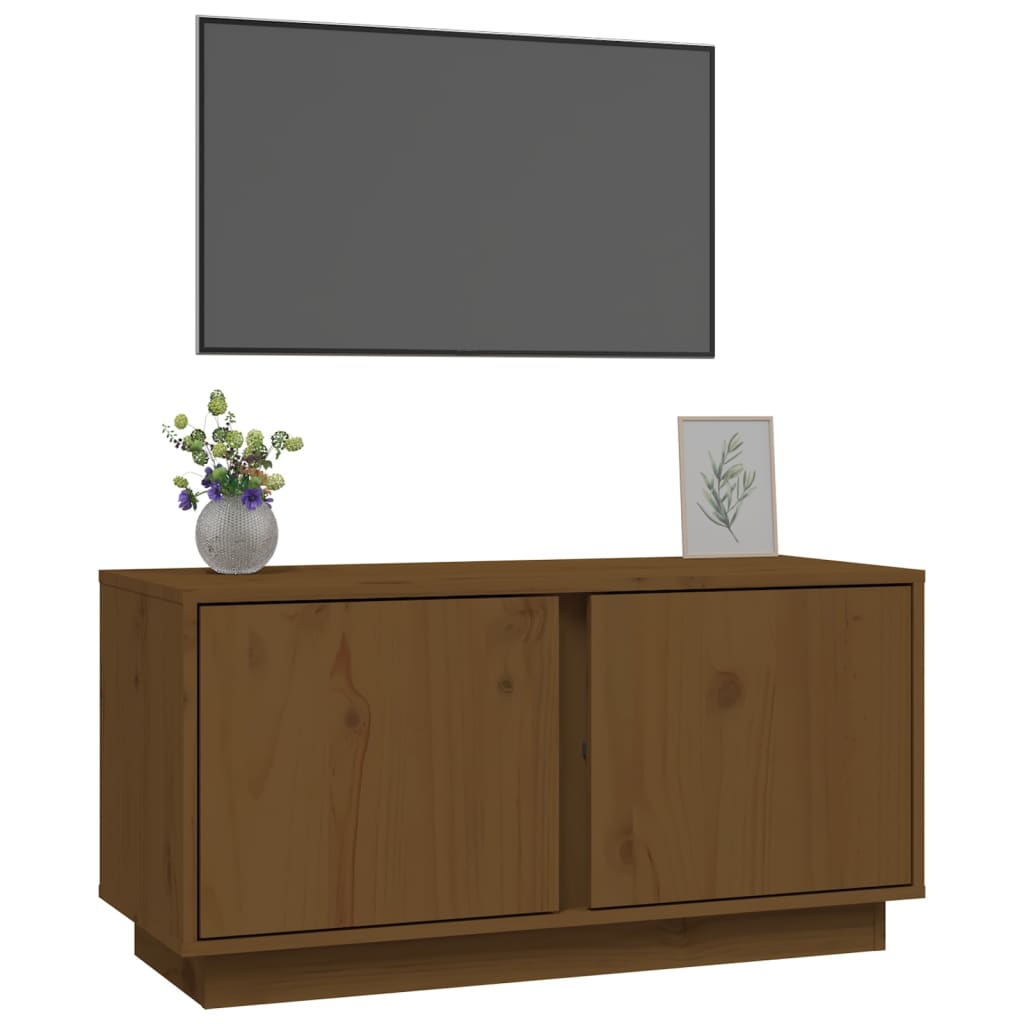 Tv-Meubel 80X35X40,5 Cm Massief Grenenhout Honingbruin