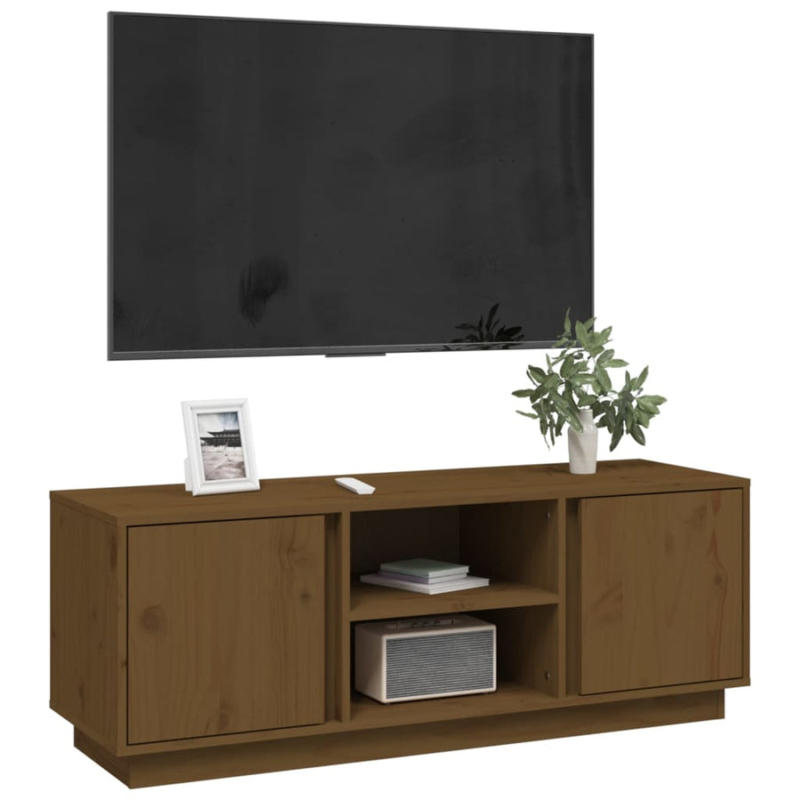 Tv-Meubel 0X35X40,5 Cm Massief Grenenhout Honingbruin