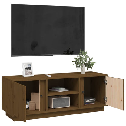 Tv-Meubel 0X35X40,5 Cm Massief Grenenhout Honingbruin