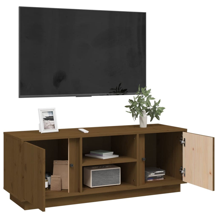 Tv-Meubel 0X35X40,5 Cm Massief Grenenhout Honingbruin