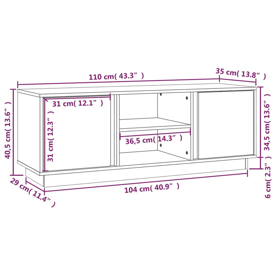 Tv-Meubel 0X35X40,5 Cm Massief Grenenhout Honingbruin