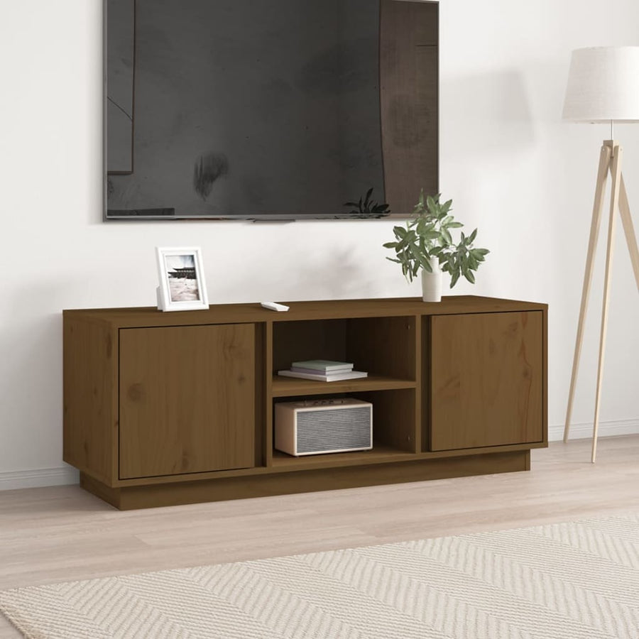 Tv-Meubel 0X35X40,5 Cm Massief Grenenhout Honingbruin