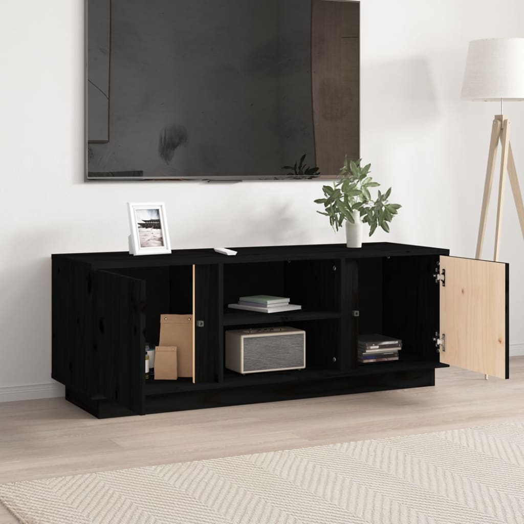 Tv-meubel 110x35x40,5 cm massief grenenhout zwart