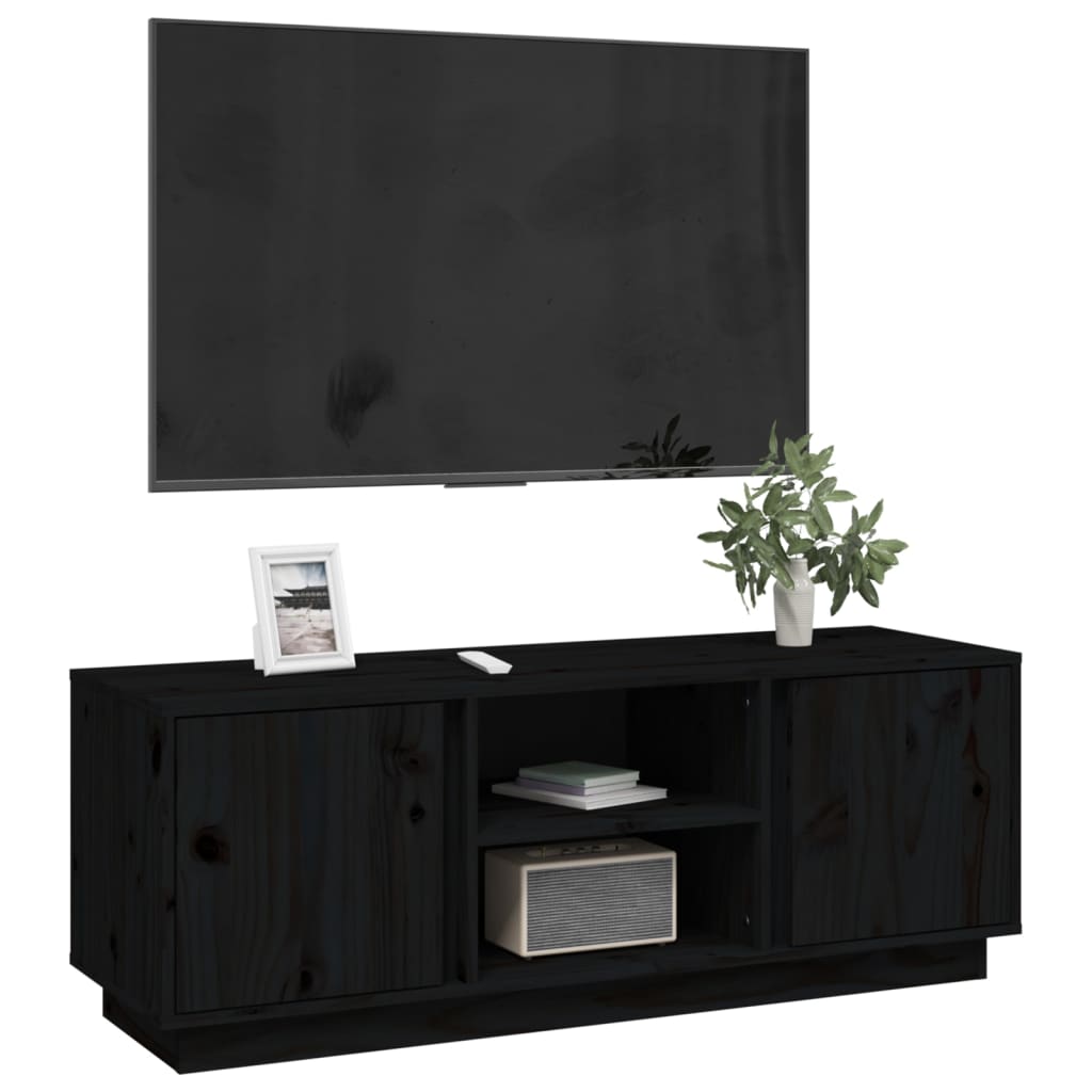 Tv-meubel 110x35x40,5 cm massief grenenhout zwart