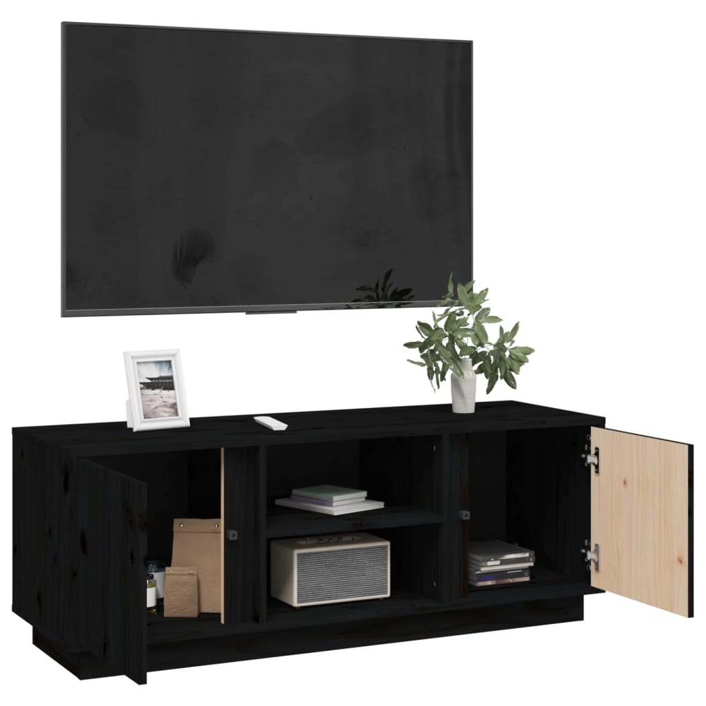 Tv-meubel 110x35x40,5 cm massief grenenhout zwart