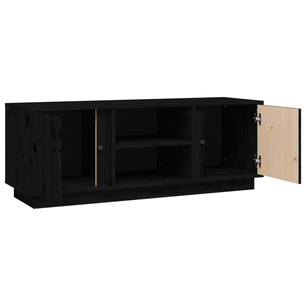 Tv-meubel 110x35x40,5 cm massief grenenhout zwart