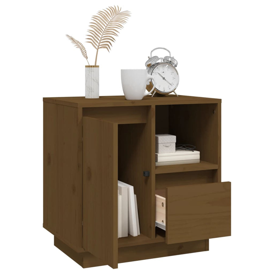 Nachtkastje 50X34X50 Cm Massief Grenenhout Honingbruin