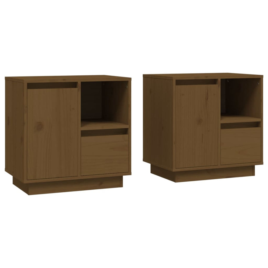 Nachtkastjes 2 St 50X34X50 Cm Massief Grenenhout Honingbruin