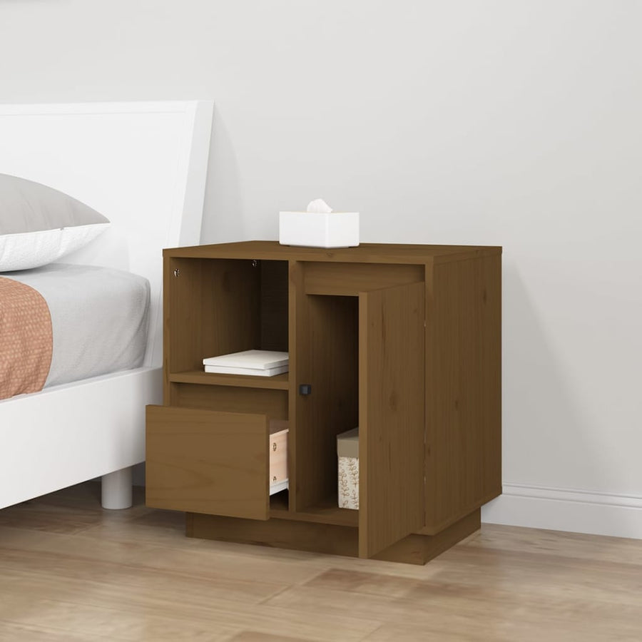 Nachtkastjes 2 St 50X34X50 Cm Massief Grenenhout Honingbruin