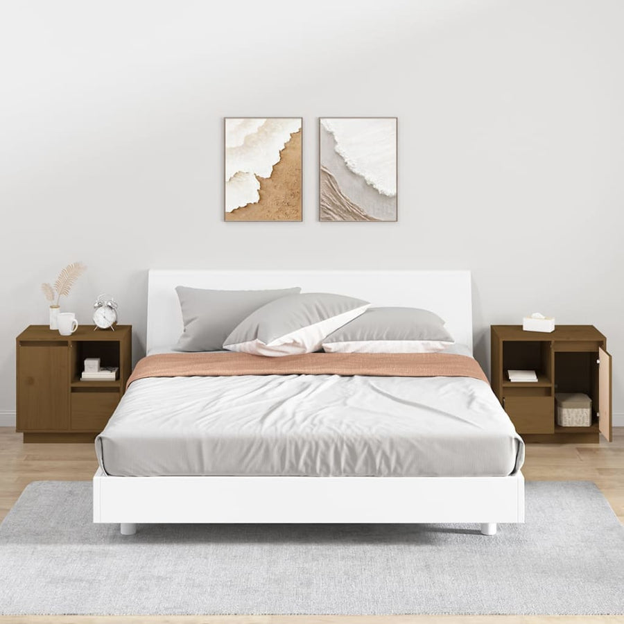 Nachtkastjes 2 St 50X34X50 Cm Massief Grenenhout Honingbruin