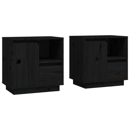 Nachtkastjes 2 St 50X34X50 Cm Massief Grenenhout Zwart