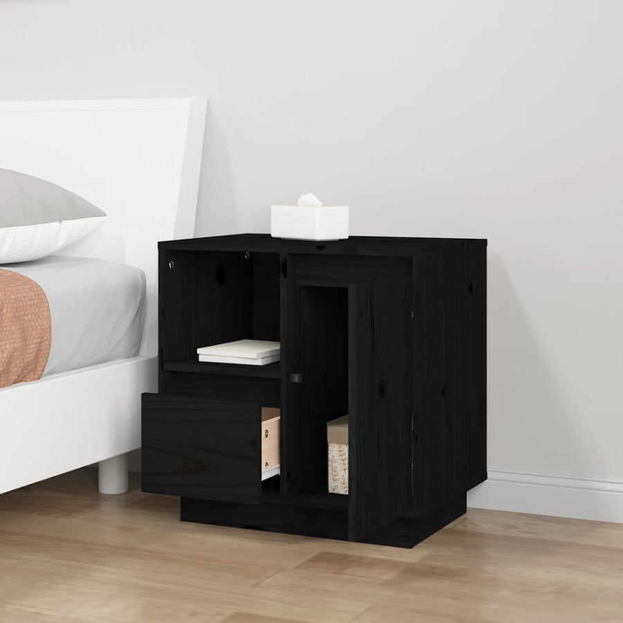 Nachtkastjes 2 St 50X34X50 Cm Massief Grenenhout Zwart