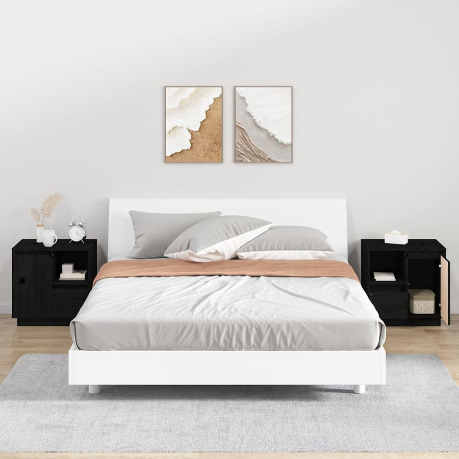 Nachtkastjes 2 St 50X34X50 Cm Massief Grenenhout Zwart