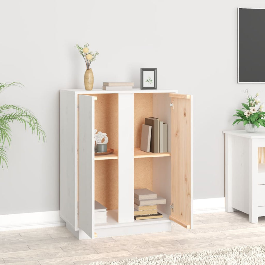 Dressoir 60X35X80 Cm Massief Grenenhout Wit