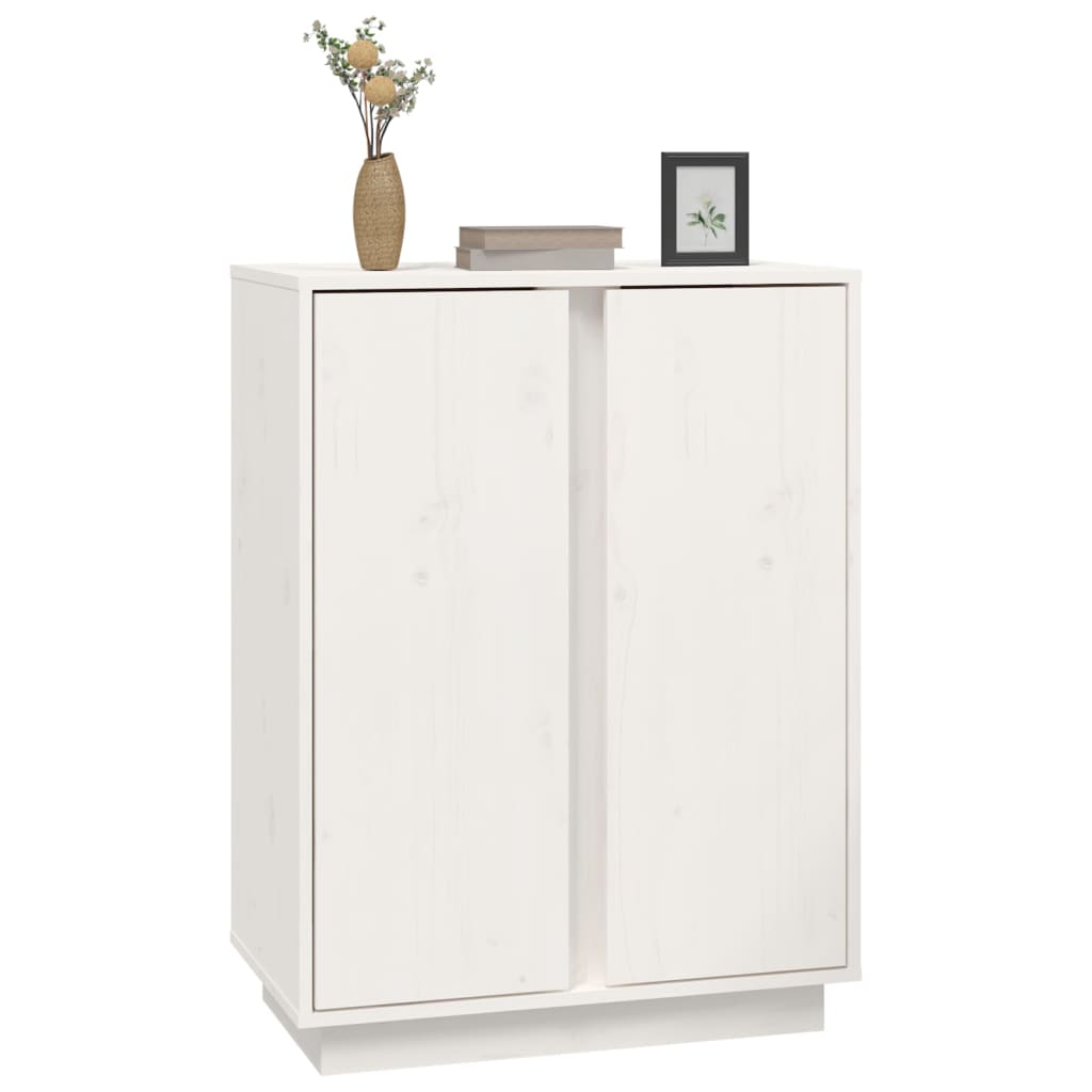 Dressoir 60X35X80 Cm Massief Grenenhout Wit