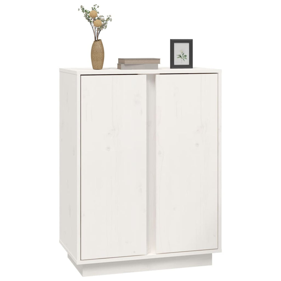 Dressoir 60X35X80 Cm Massief Grenenhout Wit