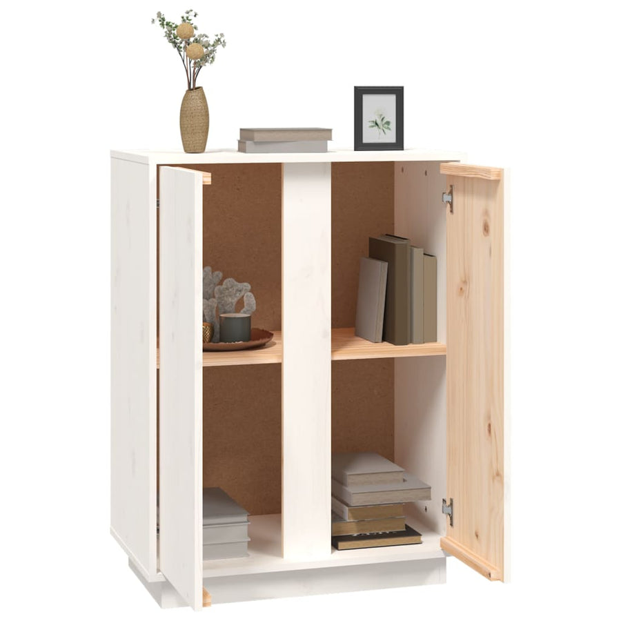 Dressoir 60X35X80 Cm Massief Grenenhout Wit
