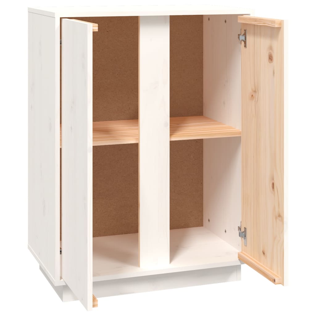 Dressoir 60X35X80 Cm Massief Grenenhout Wit