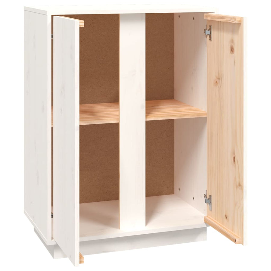 Dressoir 60X35X80 Cm Massief Grenenhout Wit