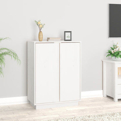 Dressoir 60X35X80 Cm Massief Grenenhout Wit