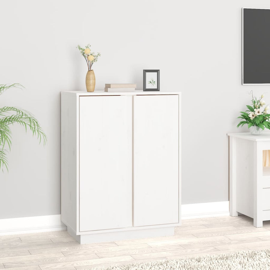 Dressoir 60X35X80 Cm Massief Grenenhout Wit