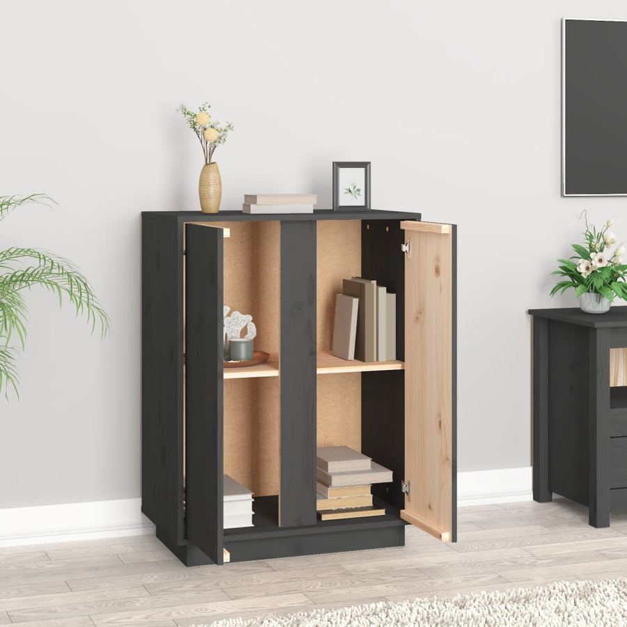 Dressoir 60X35X80 Cm Massief Grenenhout Grijs