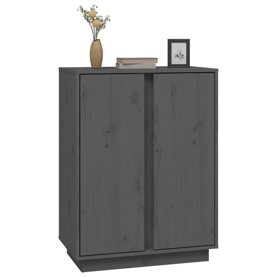 Dressoir 60X35X80 Cm Massief Grenenhout Grijs