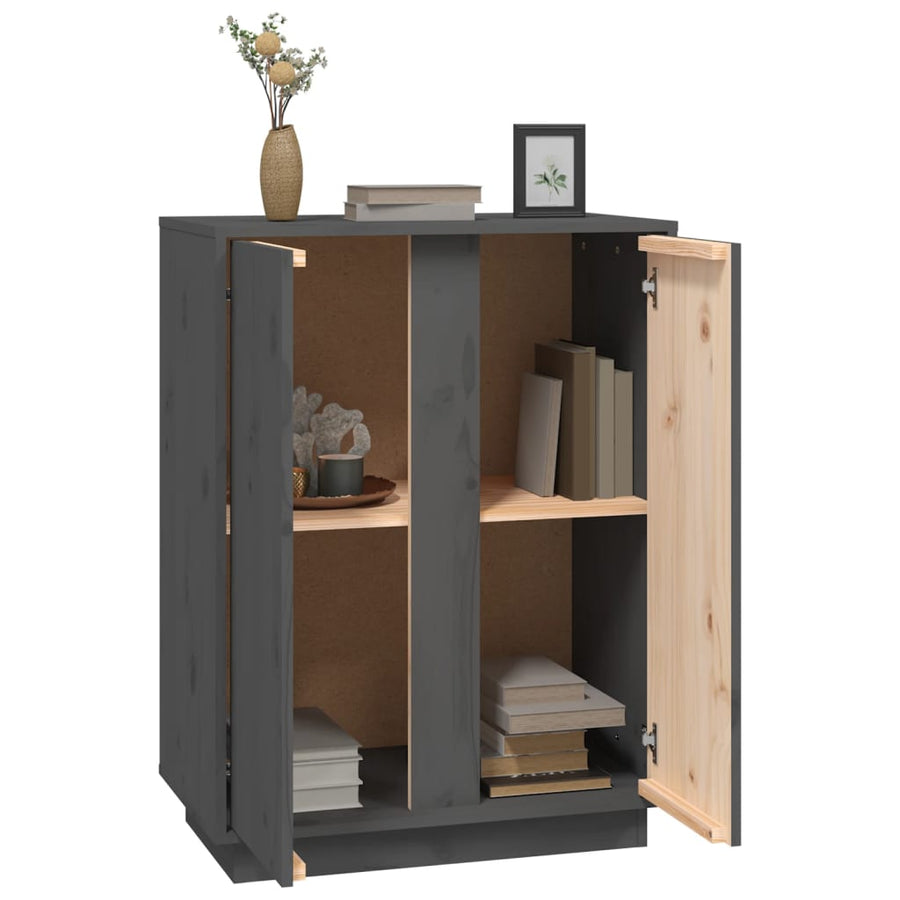Dressoir 60X35X80 Cm Massief Grenenhout Grijs